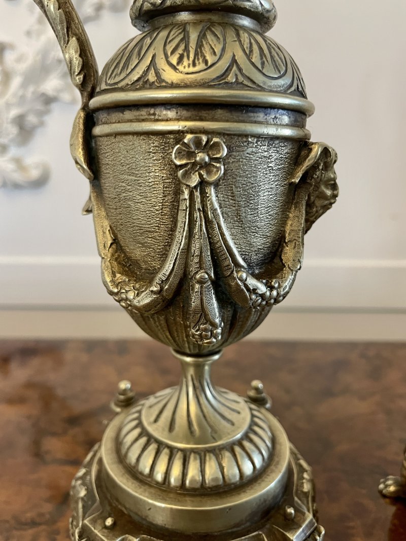 Pair of Antique Victorian Quality Ornate Brass Ewers - Image 6